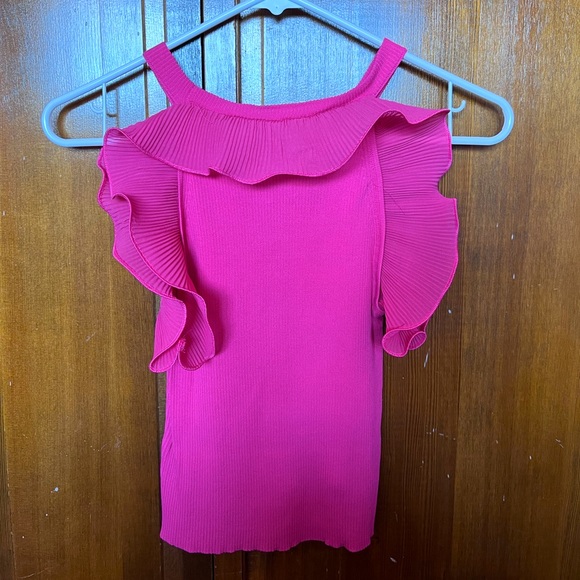 Zara Pink Ruffle Ribbed Tank Top - Picture 2 of 4